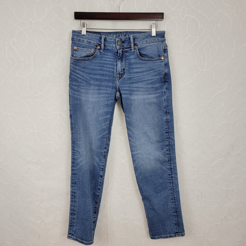 American Eagle Mens Jeans Size 28x28 Blue Airflex + Slim Straight Medium Wash